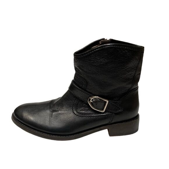 Johnston & Murphy black leather Moto buckle ankle booties 10M - Picture 1 of 12